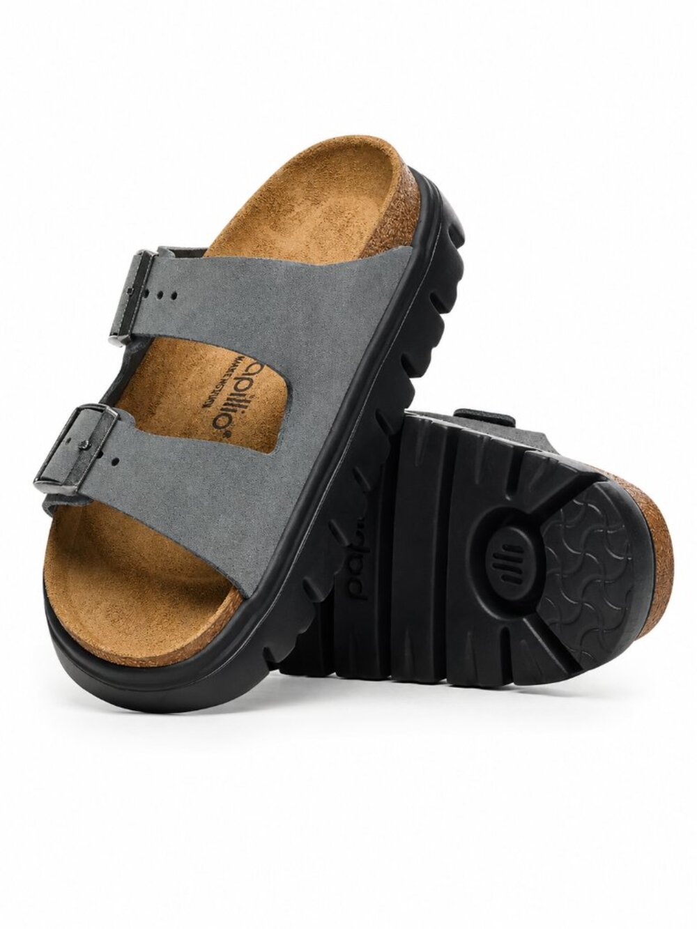 Birkenstock Papillio Arizona Chunky Suede Sandal Flex Basalt Gray Womens Size 41